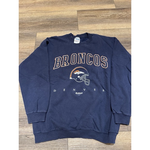 Vintage Men's Size Large Riddell Denver Broncos 1998 Sweatshirt Crewneck Gildan - Picture 1 of 7